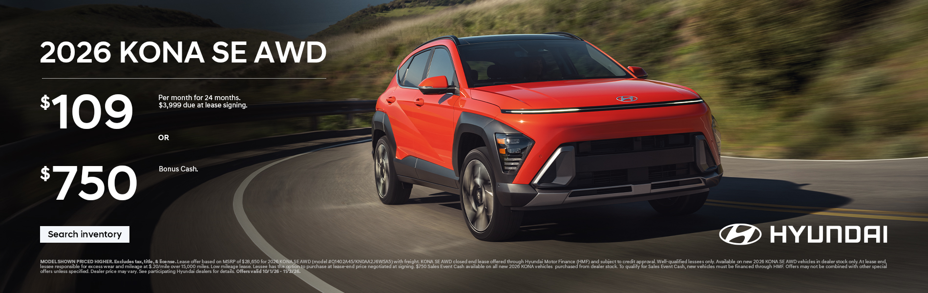 $109/24/$3,999 Lease or $750 Bonus Cash