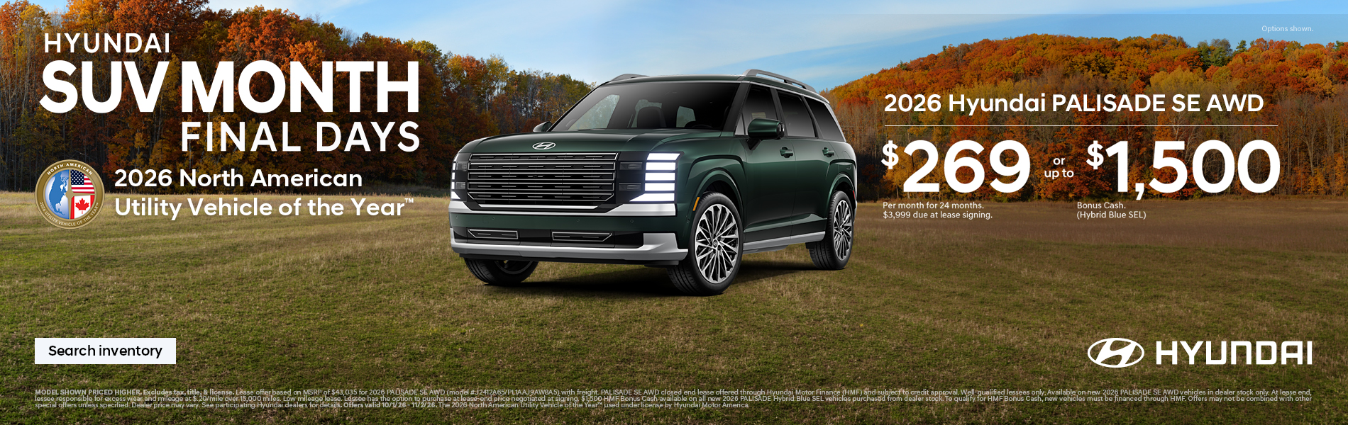 $269/24/$3,999 Lease or $1,500 Bonus Cash