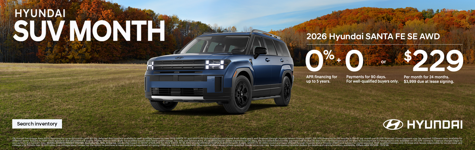 0% APR + 0 Payments for 90 Days or $229/24/$3,999 Lease