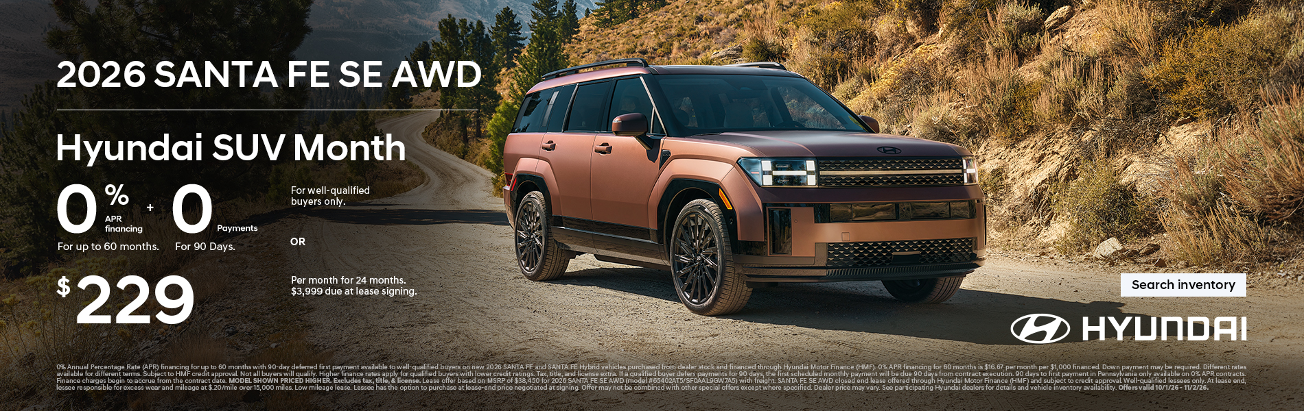 0% APR for 60 mos. + 0 Payments for 90 Days or $229/24/$3,999 Lease