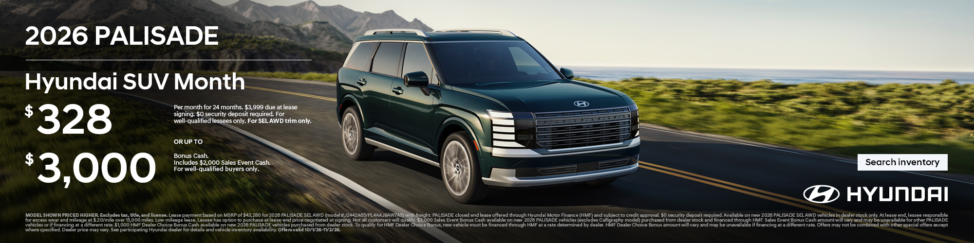 2026 Hyundai Palisade Hybrid Premium lease offer at Morrie's Bellevue Hyundai