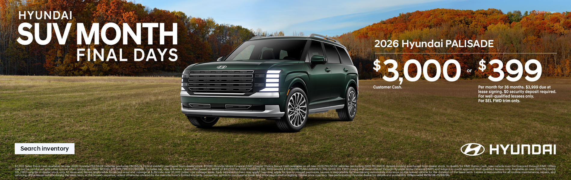 $3,000 Customer Cash or $399/36/$3,999 Lease