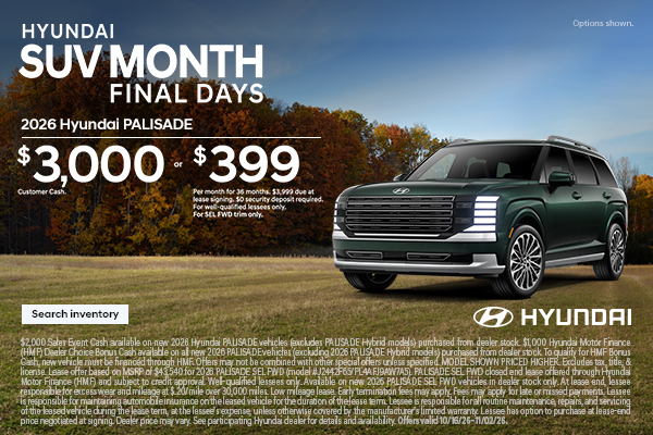 $3,000 Customer Cash or $399/36/$3,999 Lease