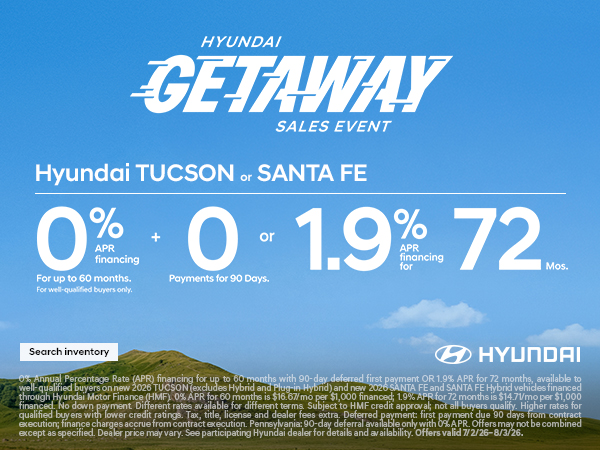 2026 Hyundai Tucson, Santa Fe APR Offer