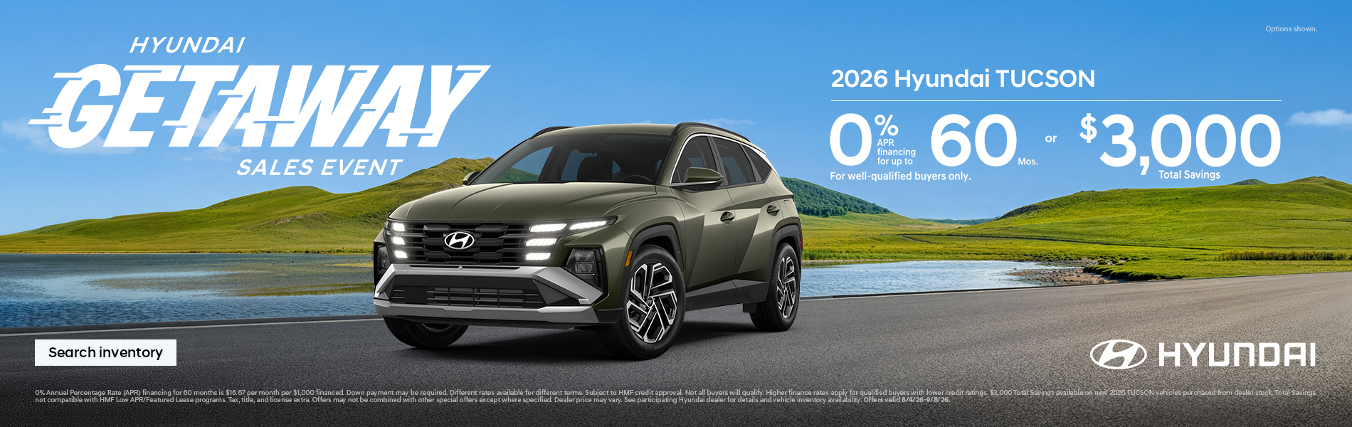 Tucson 0% APR for 60 mos. or $3,000 Total Savings