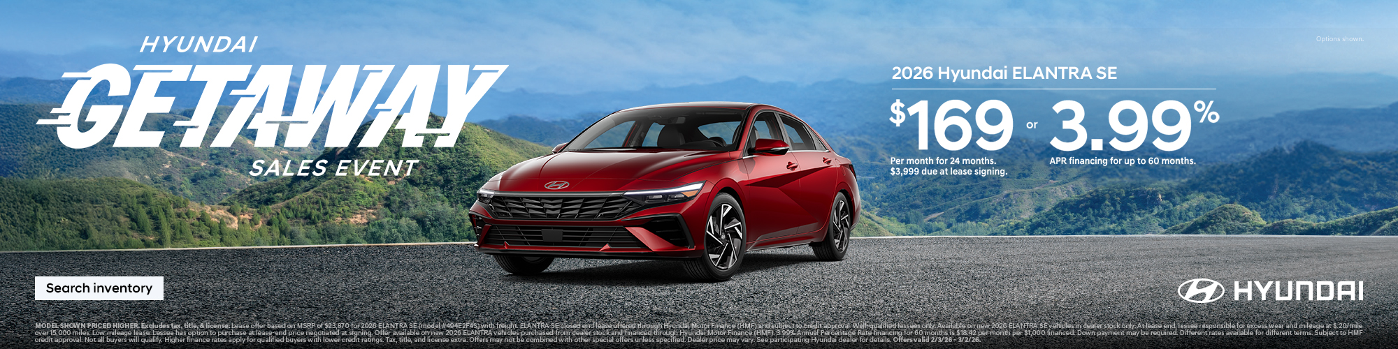 2026 Hyundai Elantra Eastern APR or Lease Offer