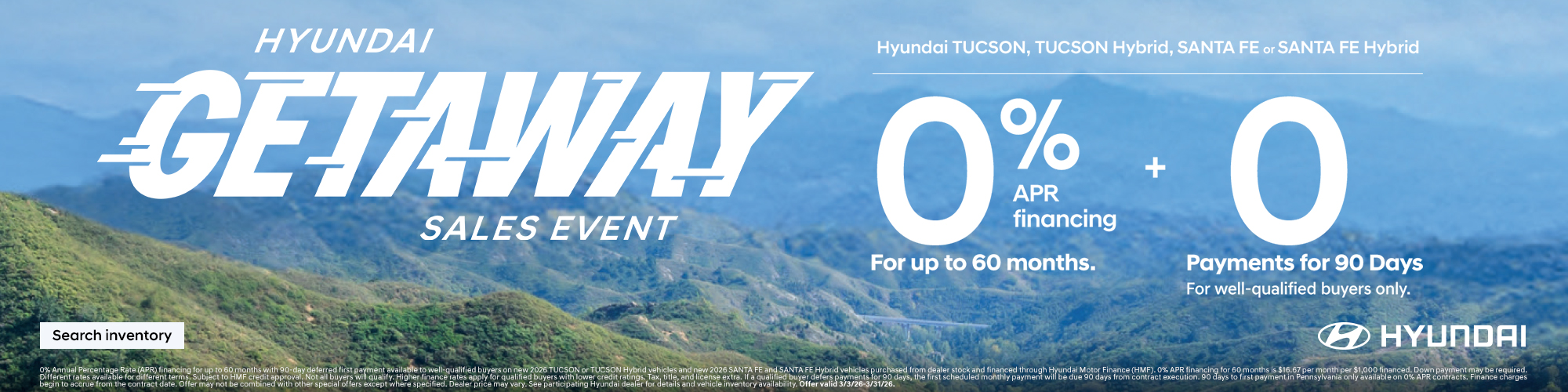Eastern Hyundai 2026 Getaway Sales Event Offer