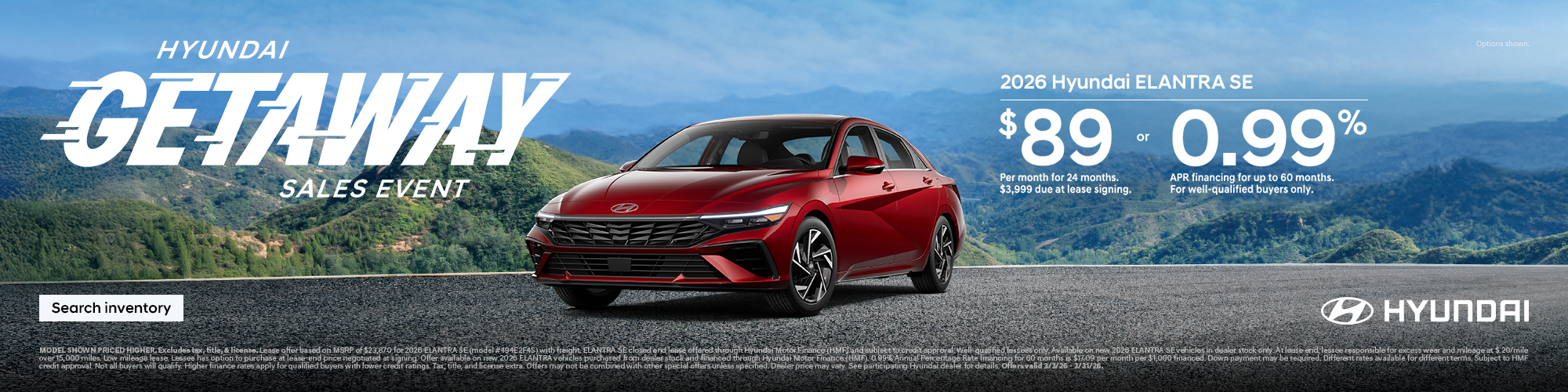 2026 Hyundai Elantra SE APR or Lease Offer