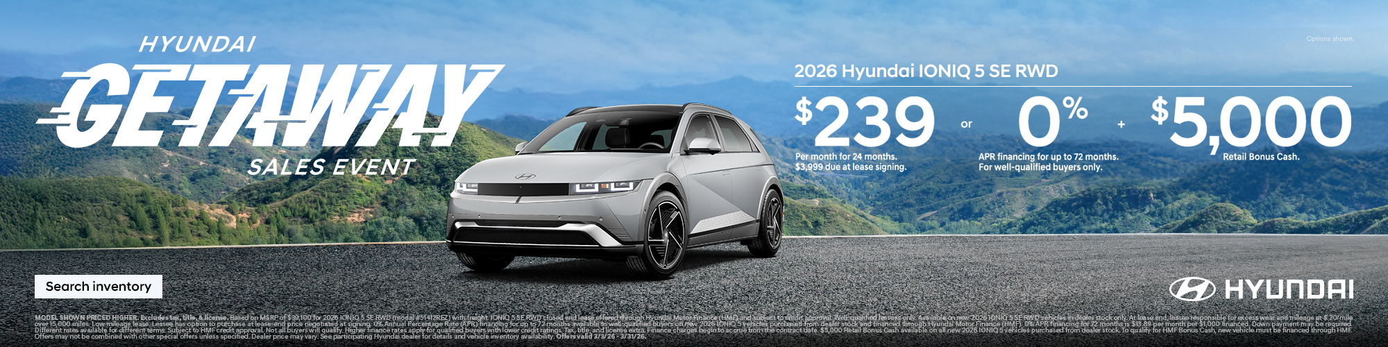 2026 Hyundai IONIQ 5 SE APR or Lease or Bonus Cash Offer