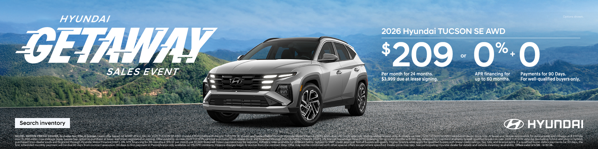 2026 Hyundai Tucson SE APR or Lease Offer