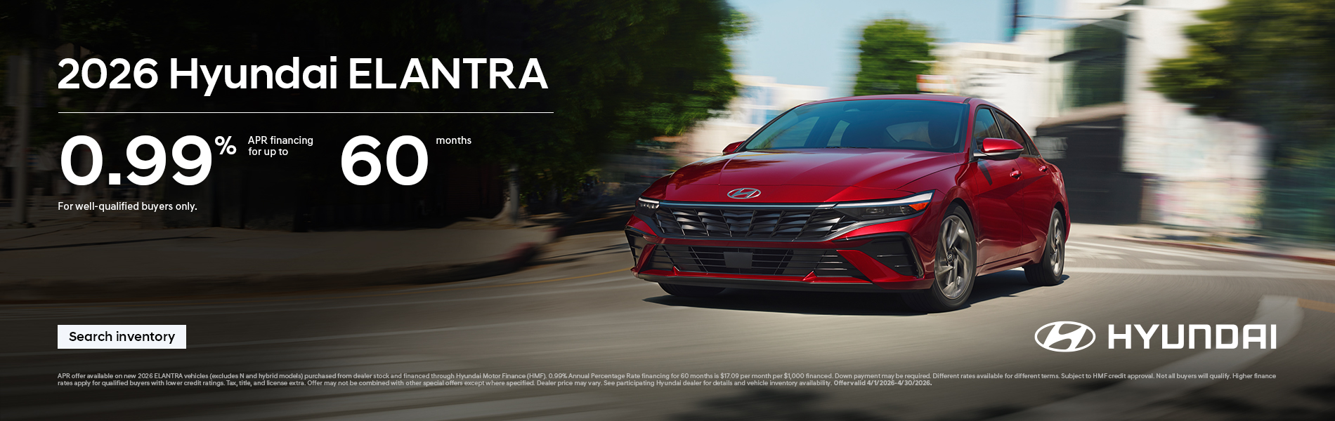 2026 Hyundai Elantra  APR Offer