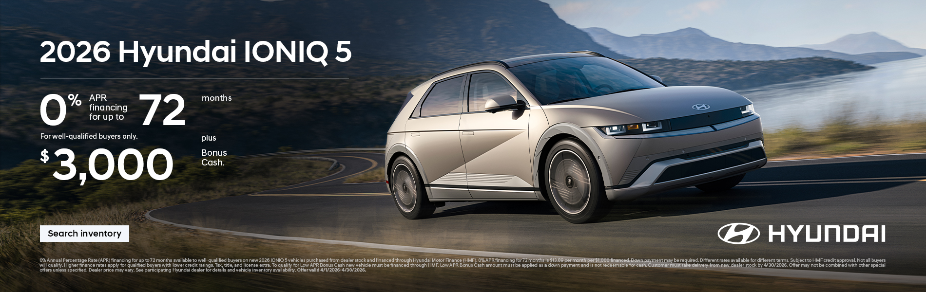 2026 Hyundai IONIQ 5  APR and Bonus Cash Offer