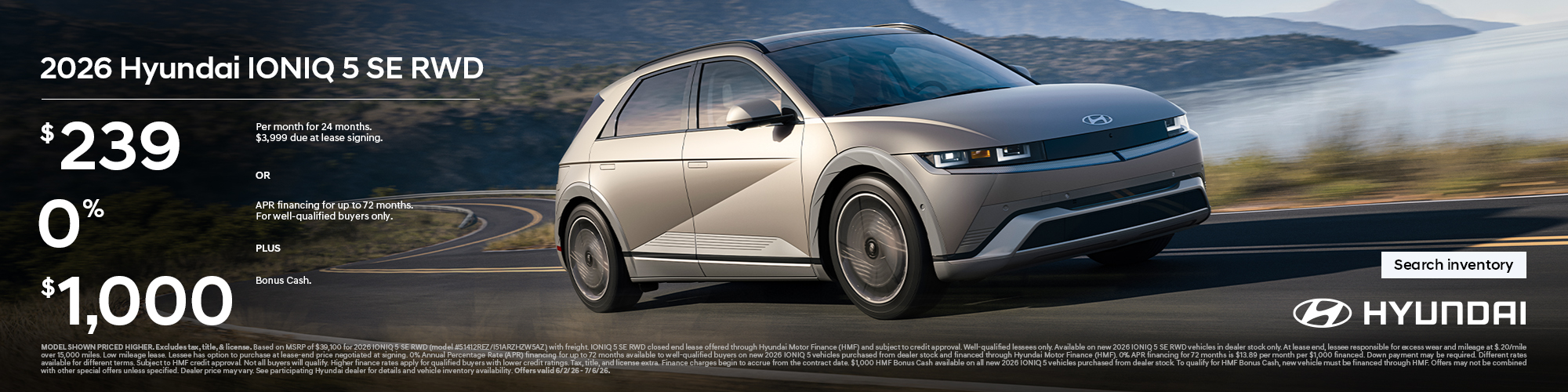 2026 Hyundai IONIQ 5 APR or Lease and Bonus Cash Offer