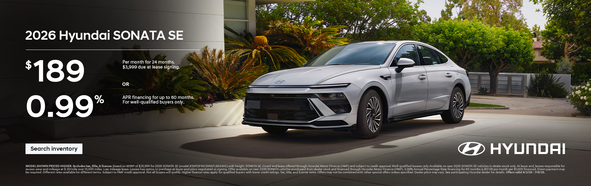 2026 Hyundai Sonata  APR or Lease Offer