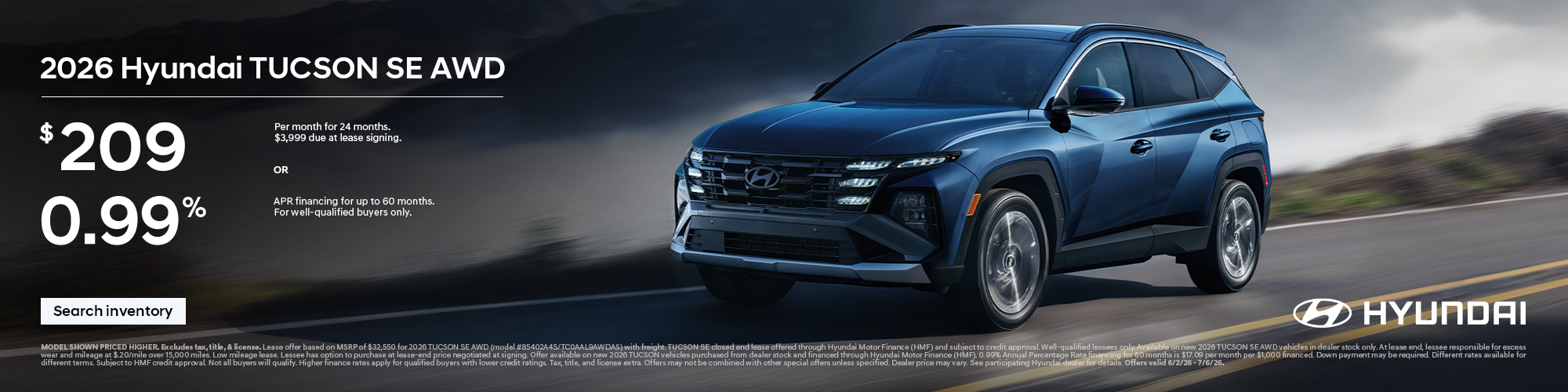 2026 Hyundai Tucson APR or Lease Offer