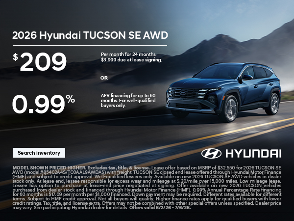 2026 Hyundai Tucson APR or Lease Offer