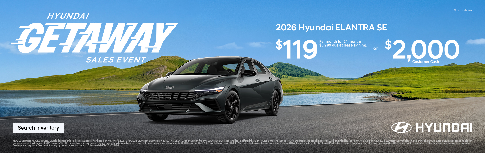 2026 Hyundai Elantra  Lease or Customer Cash Offer