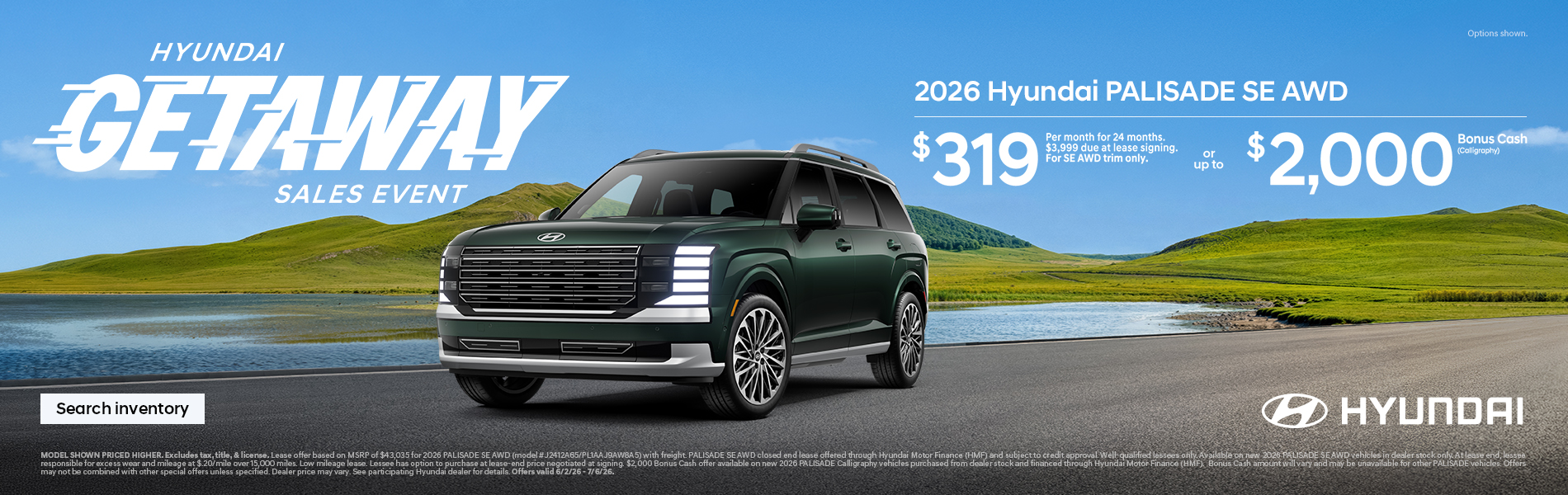 2026 Hyundai Palisade  Lease or Bonus Cash Offer