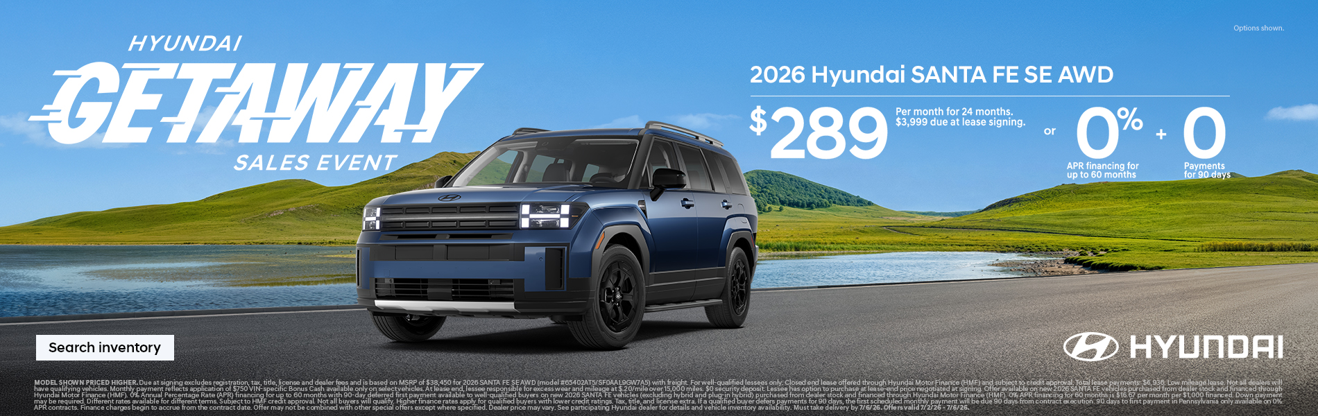 2026 Hyundai Santa Fe  APR or Lease Offer