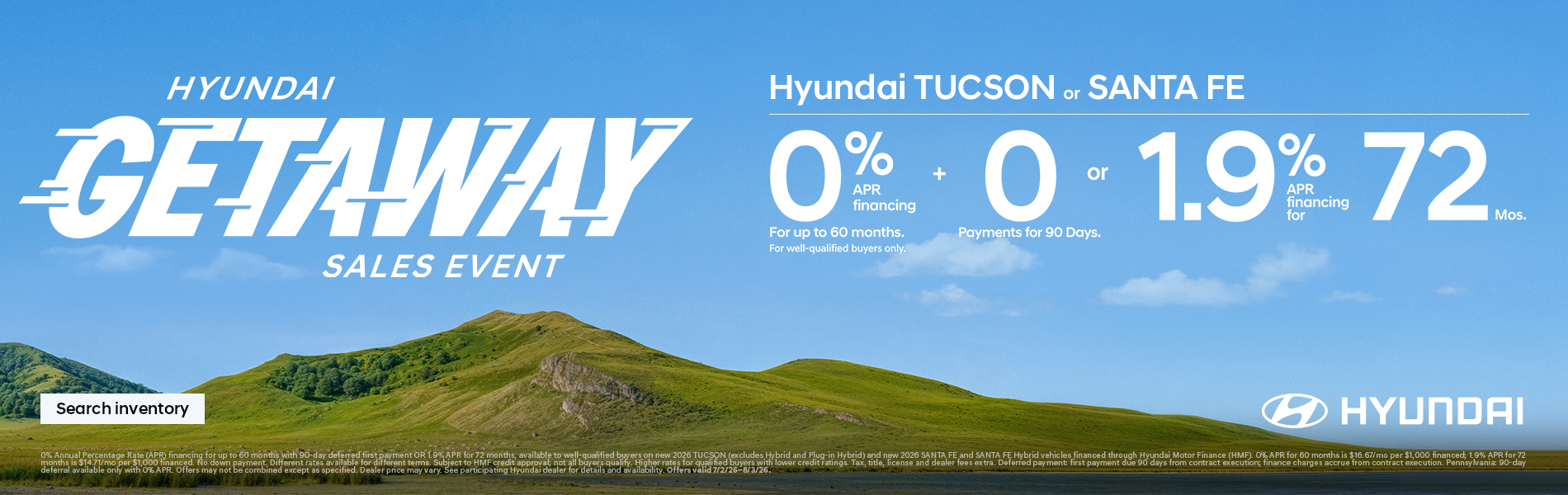 2026 Hyundai Tucson, Santa Fe  APR Offer