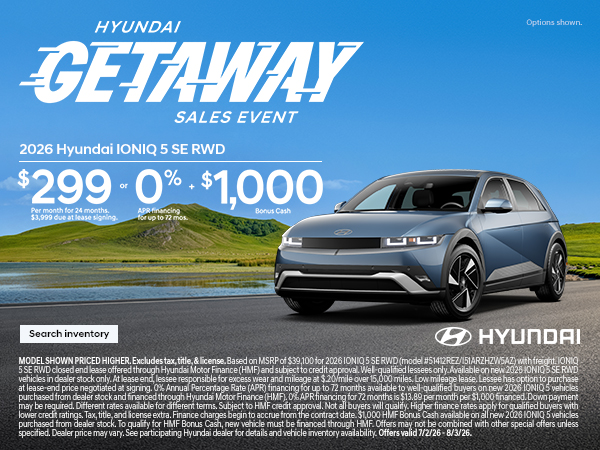 2026 Hyundai IONIQ 5 APR or Lease and Bonus Cash Offer