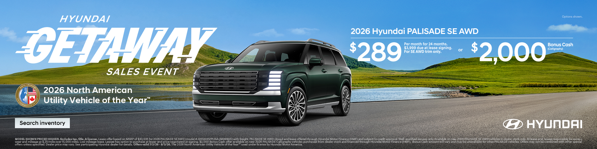 2026 Hyundai Palisade Lease or Bonus Cash Offer