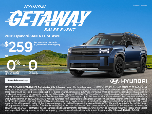 2026 Hyundai Santa Fe APR or Lease Offer
