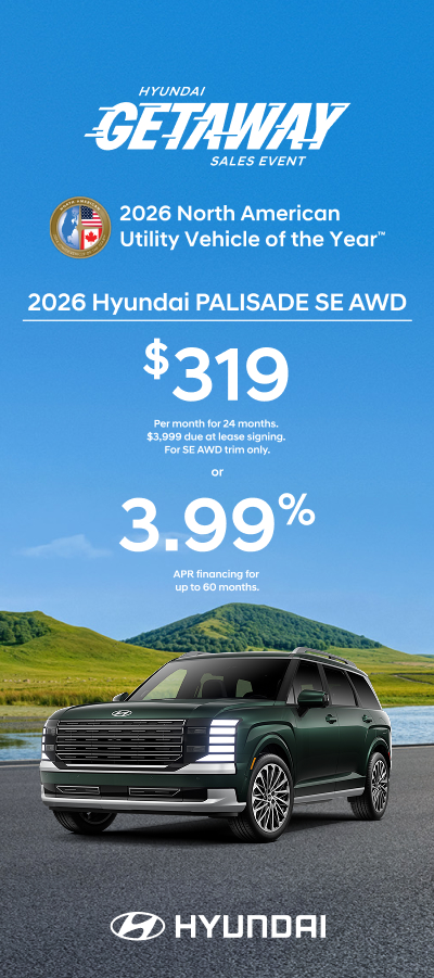 Palisade $319/24/$3,999 Lease or 3.99% APR for 60 mos.