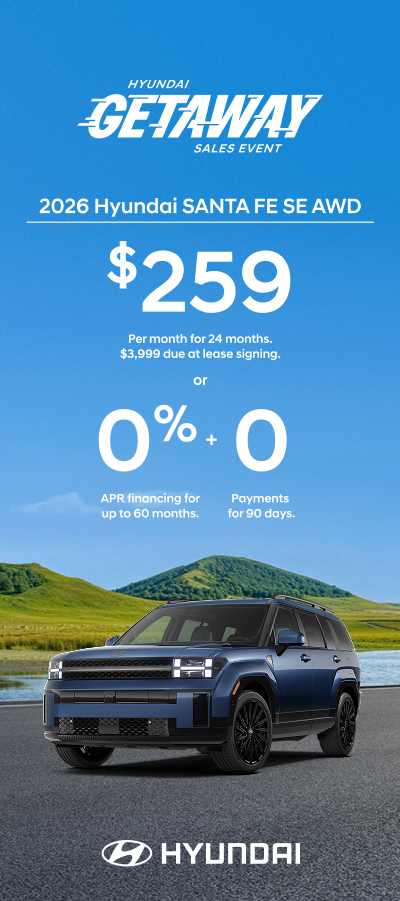 Santa Fe $259/24/$3,999 Lease or 0% APR for 60 mos. + 0 Payments for 90 Days