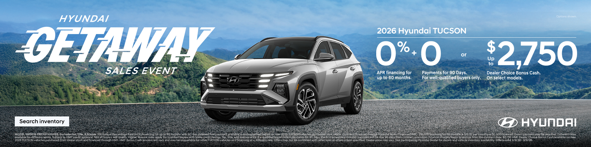 2026 Hyundai Tucson Mid-Atlantic APR or Bonus Cash Offer