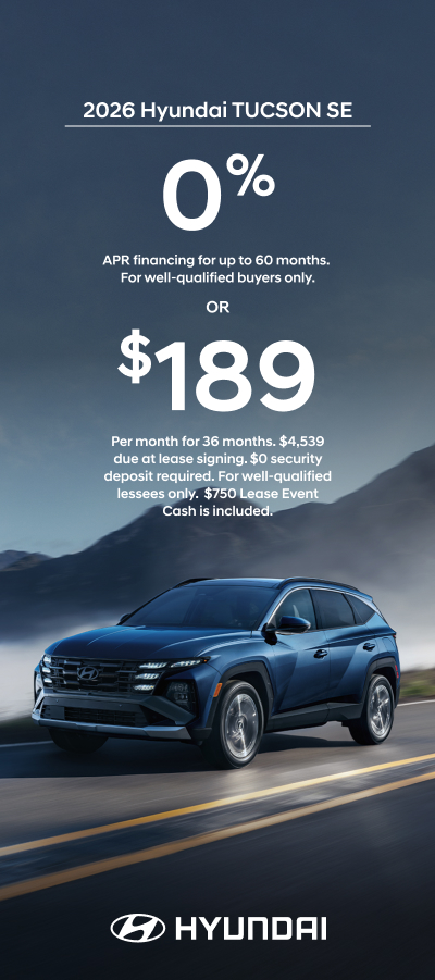 2026 Hyundai Tucson  APR or Bonus Cash Offer