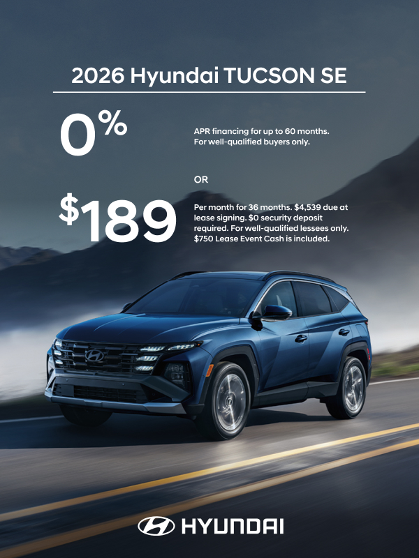 2026 Hyundai Tucson  APR or Bonus Cash Offer