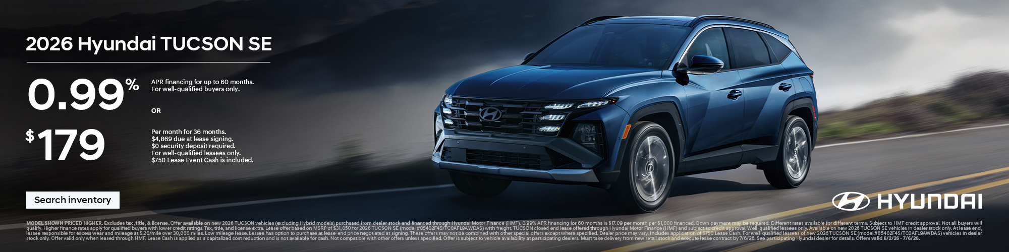2026 Hyundai Tucson APR or Lease Offer