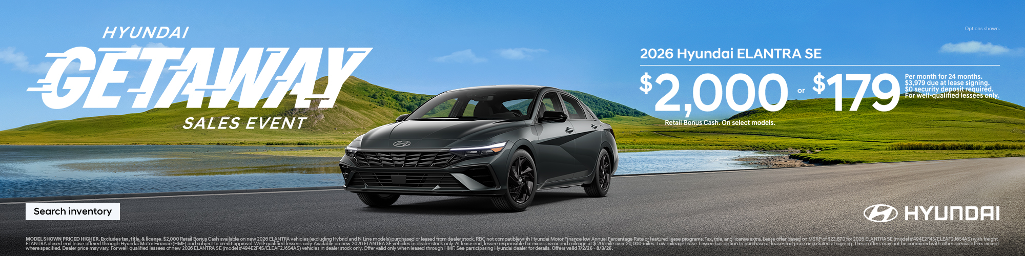 2026 Hyundai Elantra Lease or Bonus Cash Offer