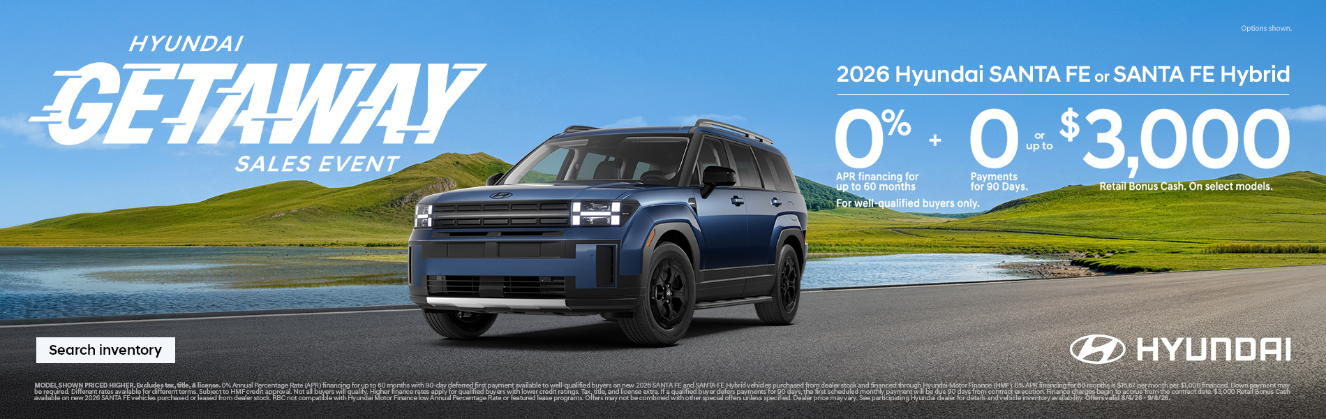Santa Fe, Santa Fe Hybrid 0% APR for 60 mos. or $3,000 Total Savings