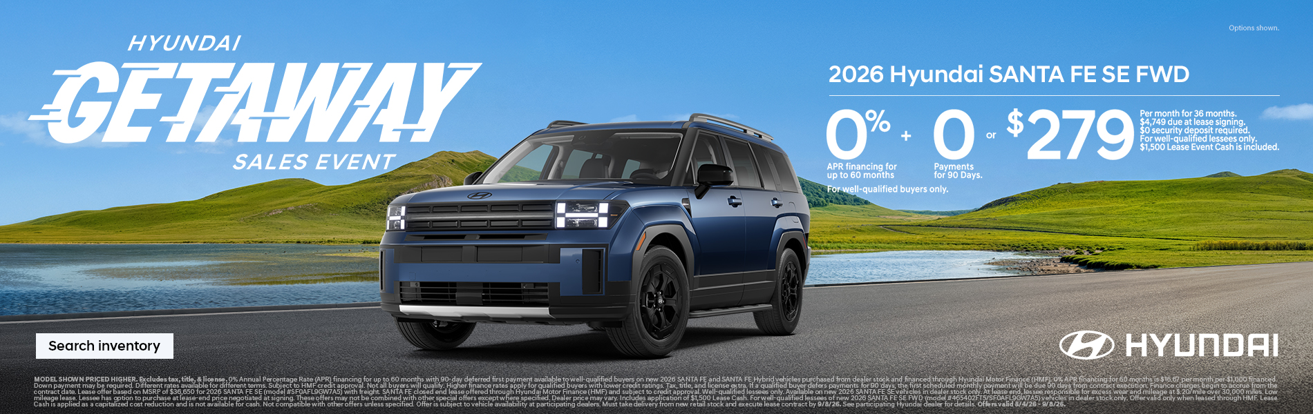 Santa Fe 0% APR for 60 mos. or $3,000 Total Savings