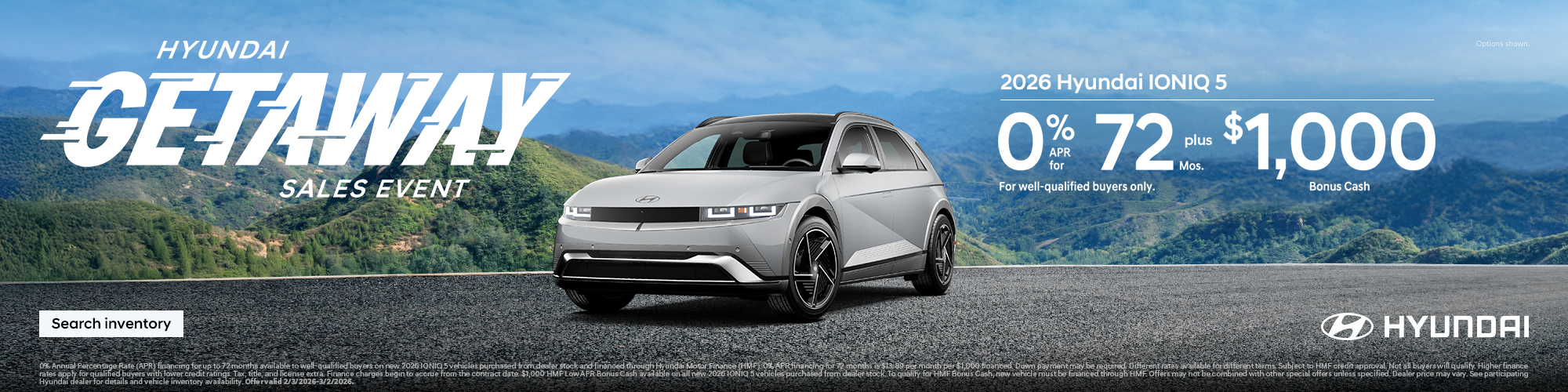 2026 Hyundai IONIQ 5 Mountain APR and Bonus Cash Offer