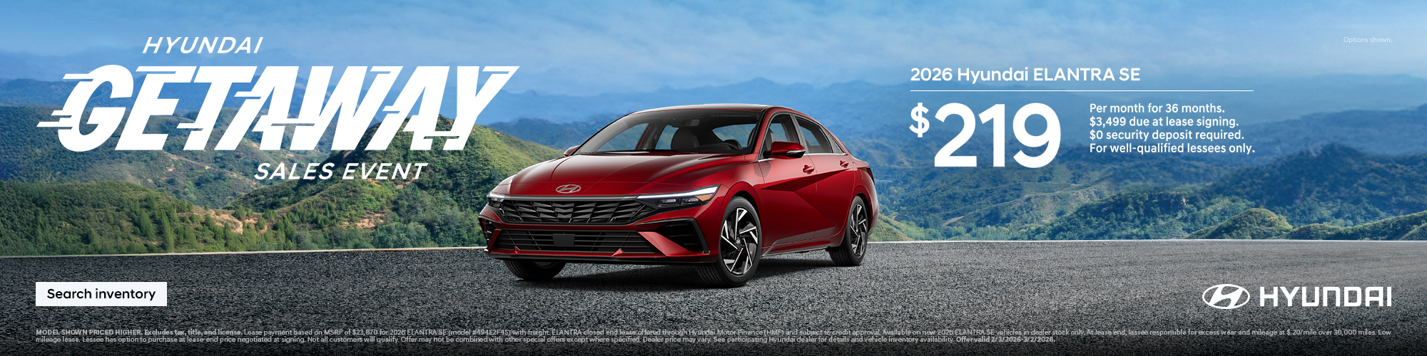 2026 Hyundai Elantra Mountain Lease Offer