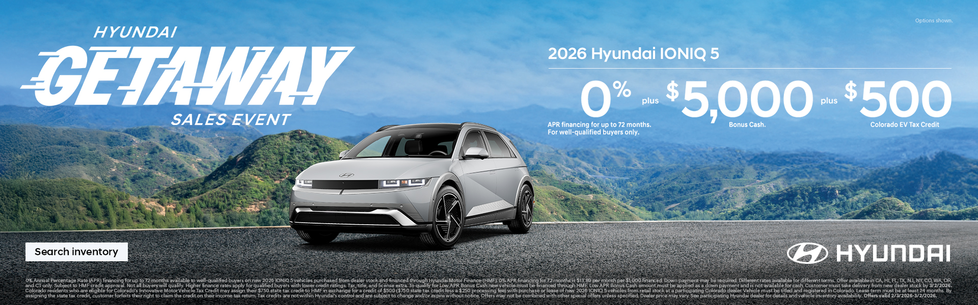 2026 Hyundai IONIQ 5 Mountain APR and Bonus Cash and EV Credit Offer