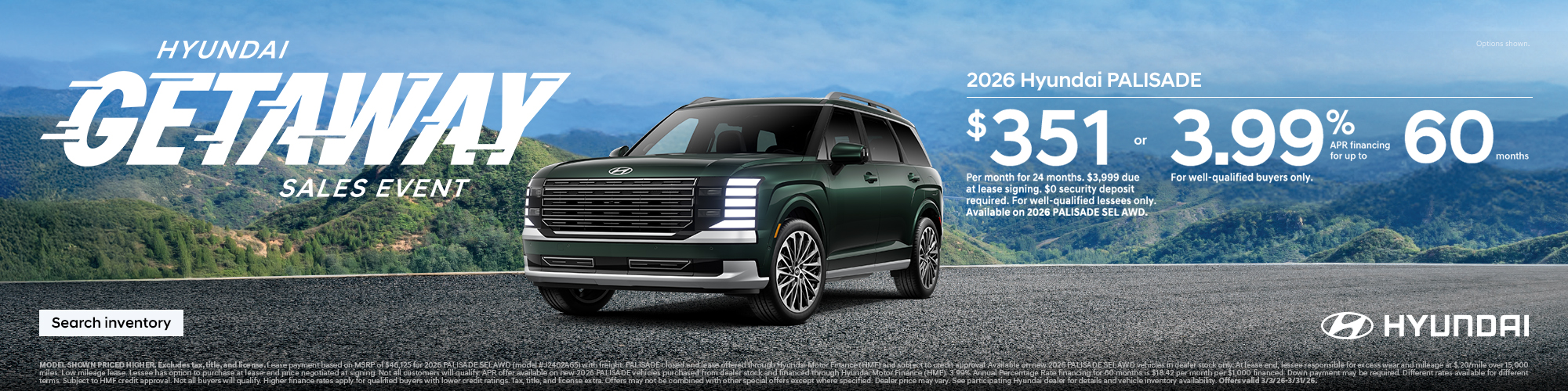 Mountain Hyundai 2026 Getaway Sales Event Offer