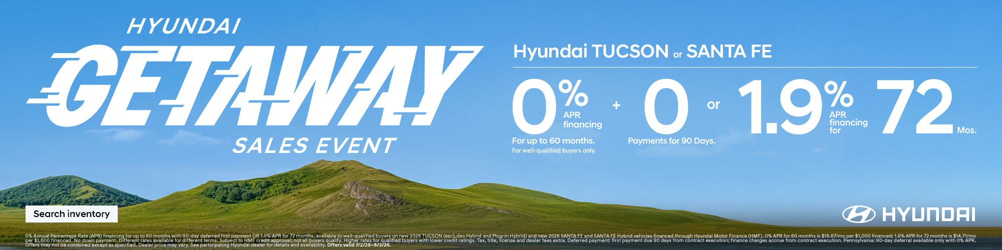 2026 Hyundai Tucson, Santa Fe APR Offer
