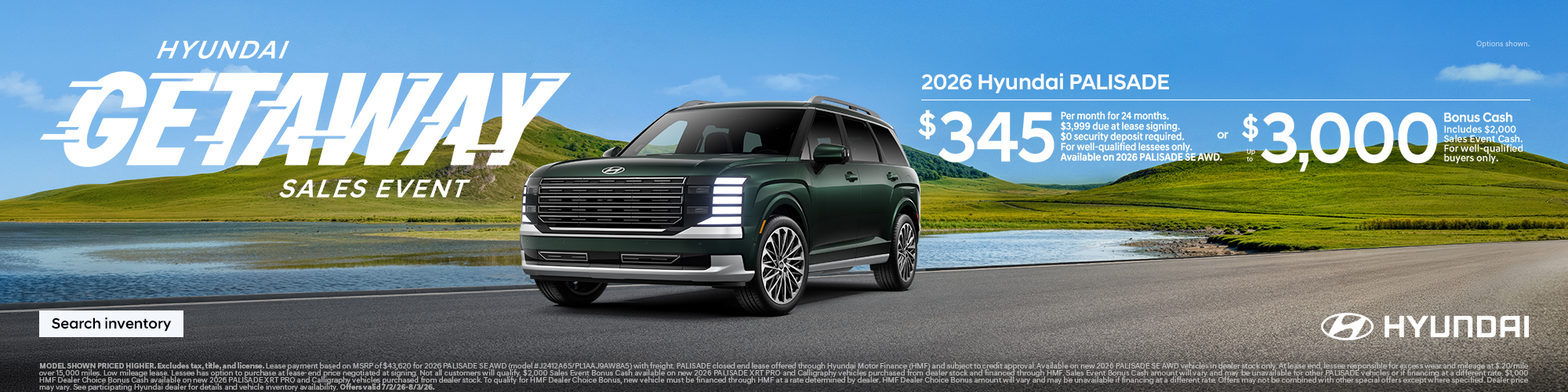 2026 Hyundai Palisade Lease or Bonus Cash Offer