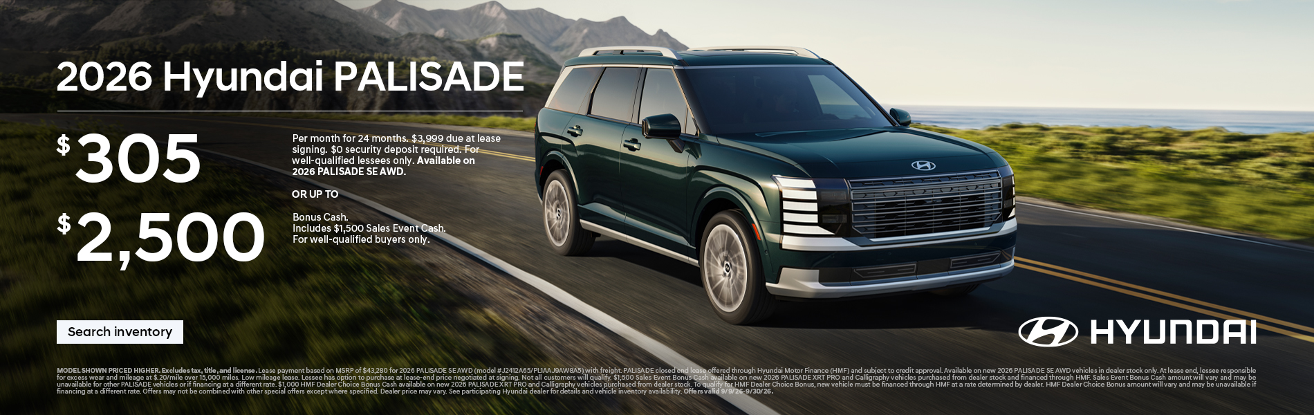 $305/36/$3,999 Lease or up to $2,500