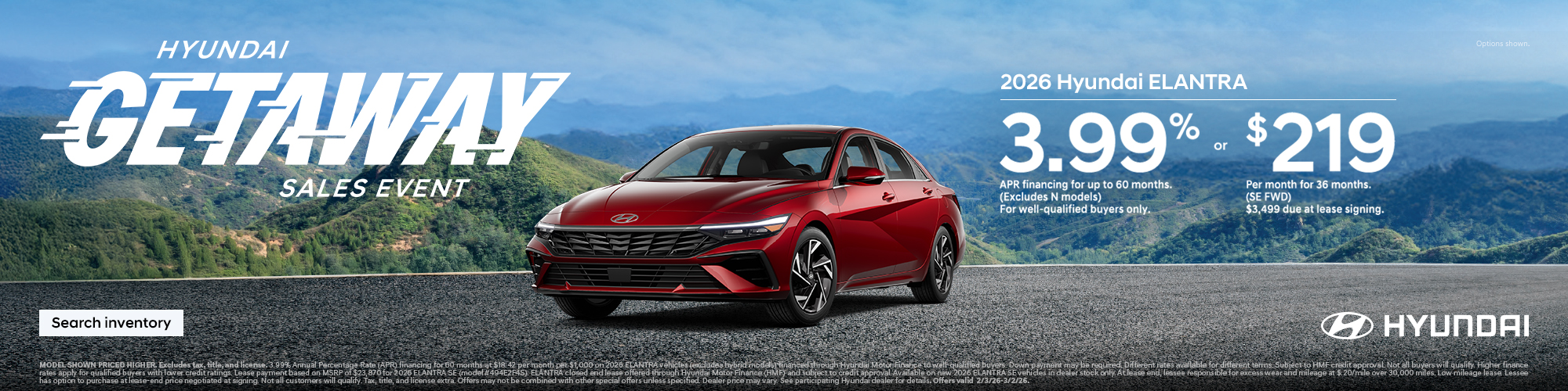 2026 Hyundai Elantra South-Central APR or Lease Offer