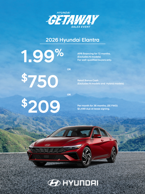 2026 Hyundai Elantra South-Central APR or Lease or Bonus Cash Offer