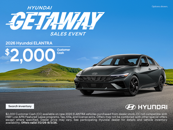 2026 Hyundai Elantra Customer Cash Offer