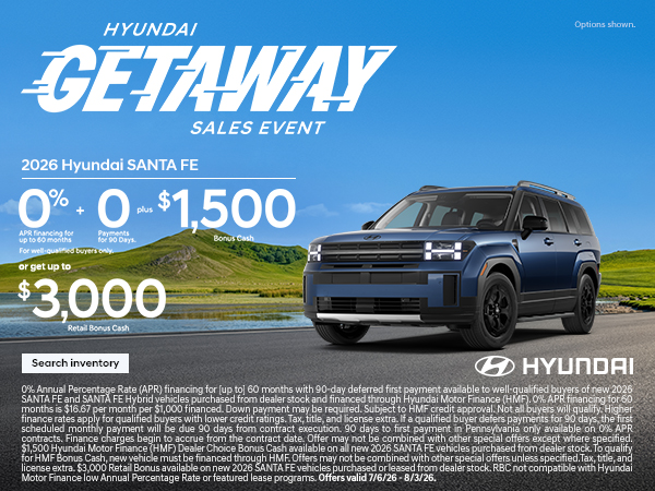 2026 Hyundai Santa Fe APR and Bonus Cash Offer