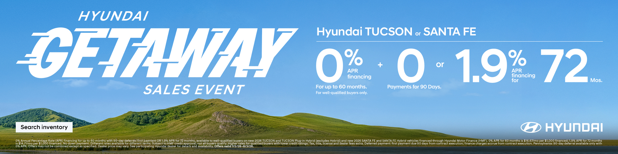 2026 Hyundai Tucson, Santa Fe APR Offer