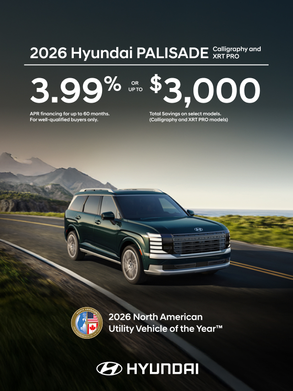 2026 Hyundai Palisade  APR or Bonus Cash Offer