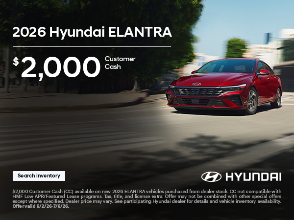 2026 Hyundai Elantra Customer Cash Offer